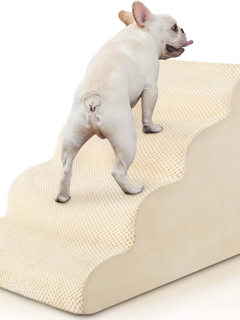 BOMOVA 4-Step Foam Dog Stairs for High Bed Couch Non-Slip Pet Ramp Pink